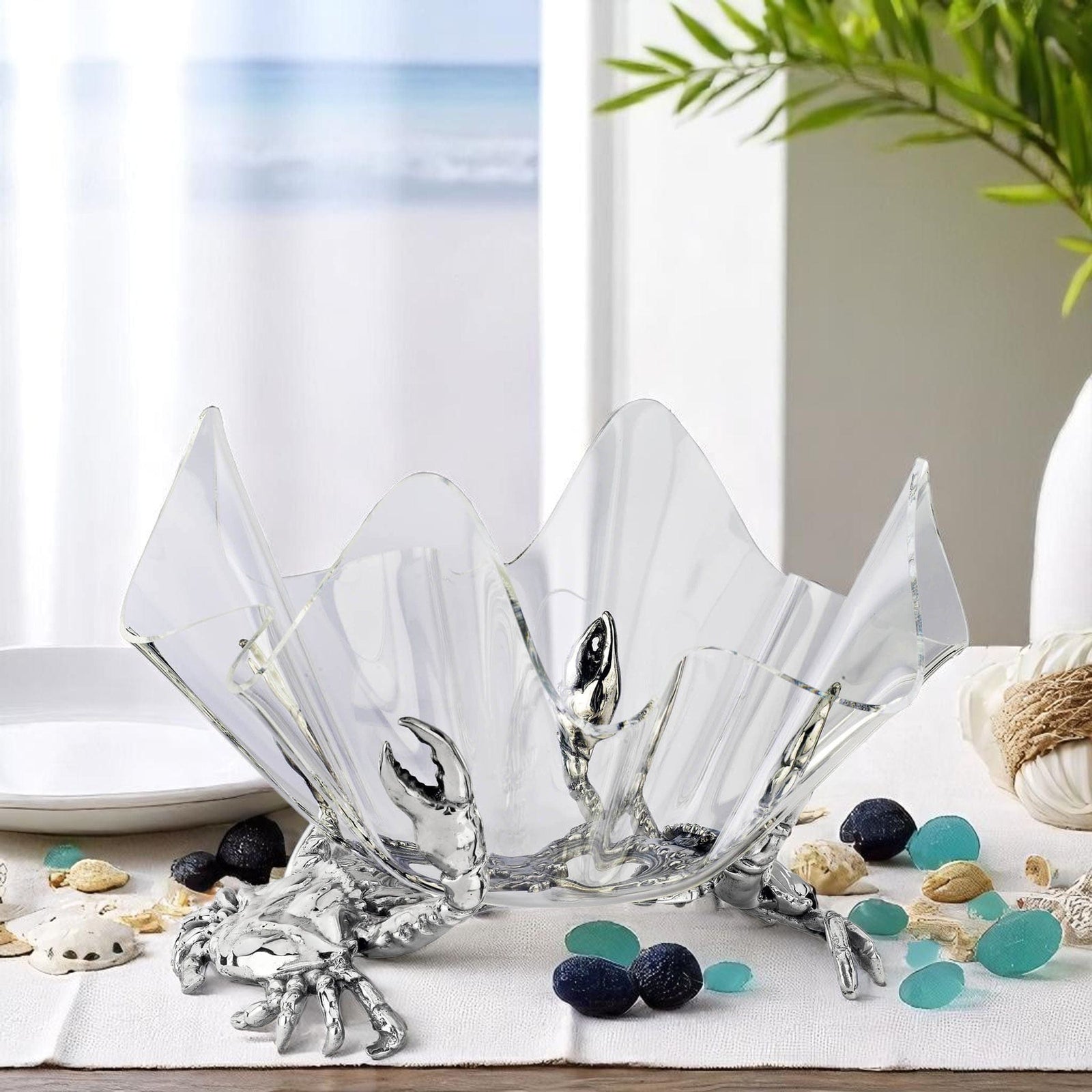 Arthur Court Sea and Shore Crab Stand Acrylic Bowl 14