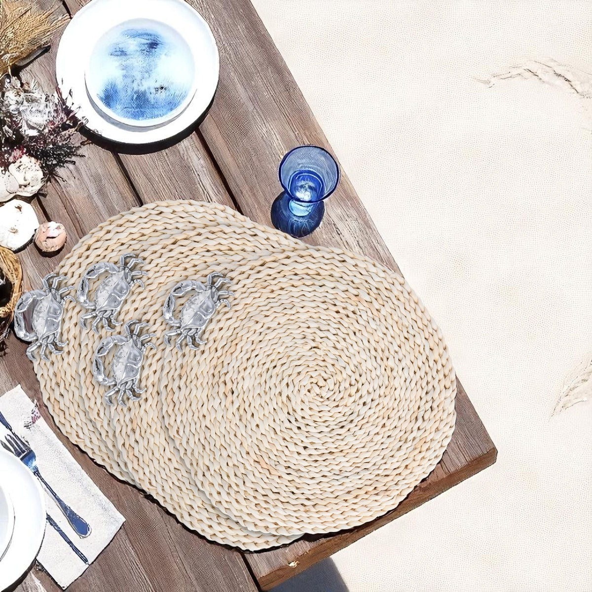 Arthur Court Sea and Shore Crab Twisted Seagrass Placemats - set of 4