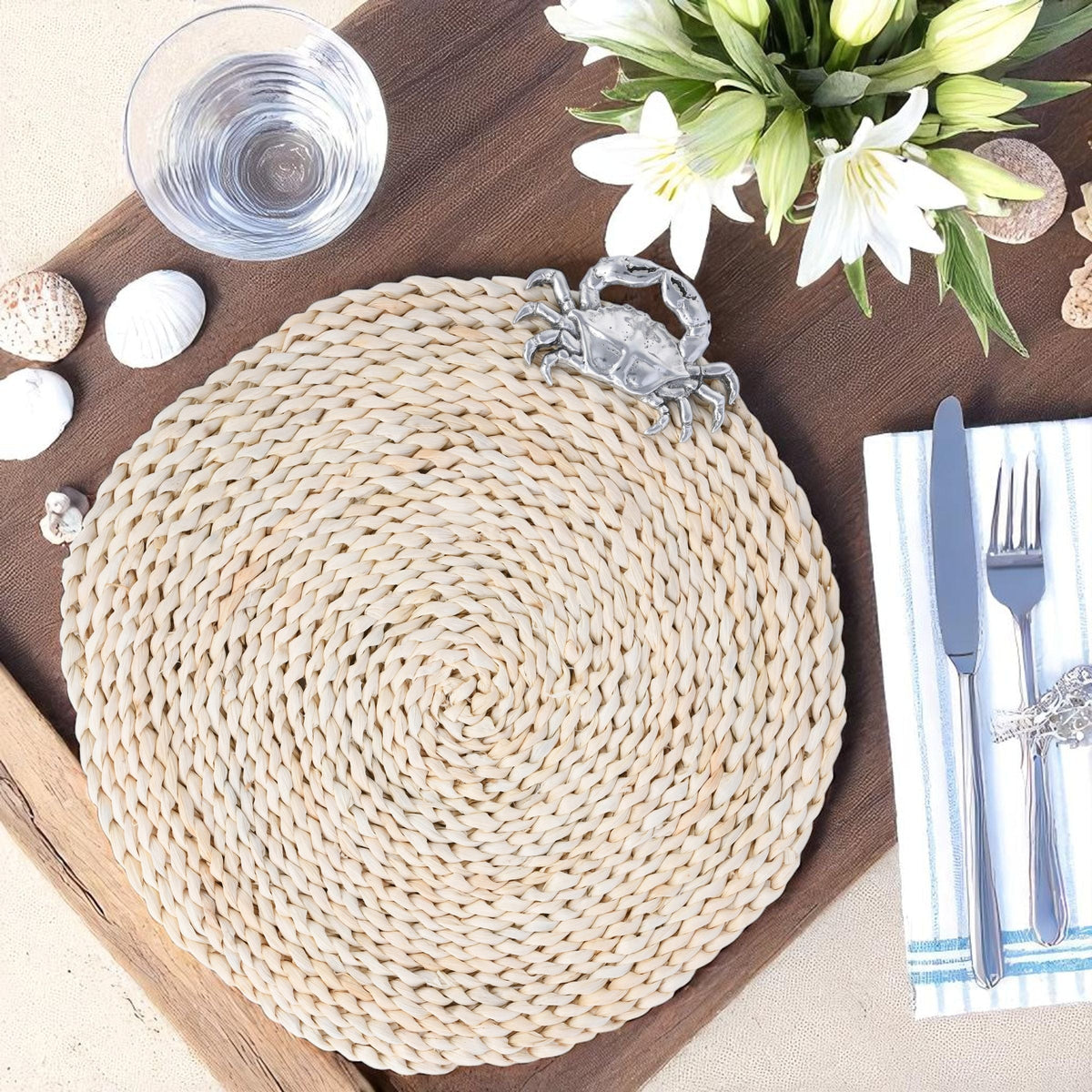 Arthur Court Sea and Shore Crab Twisted Seagrass Placemats - set of 4