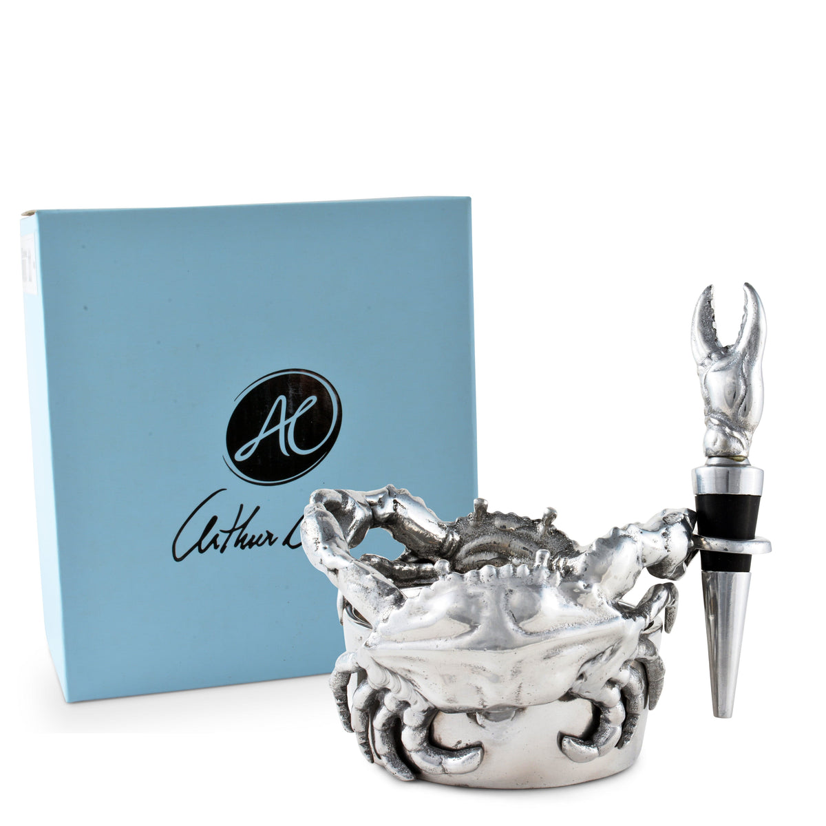Arthur Court Sea and Shore Crab Wine Caddy and Stopper Set