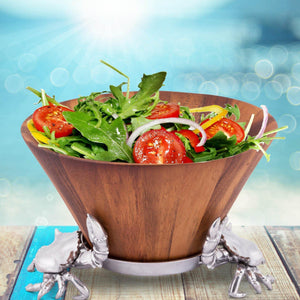Arthur Court Sea and Shore Crab Wood Tall Salad Bowl