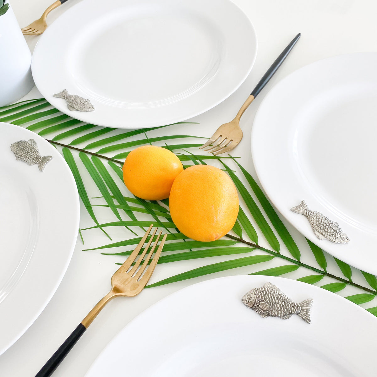 Arthur Court Sea and Shore Fish Melamine Lunch Plates - Set of 4