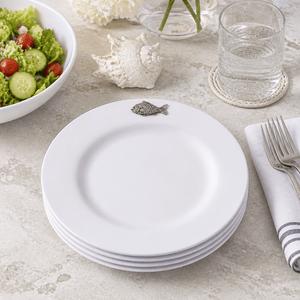 Arthur Court Sea and Shore Fish Melamine Lunch Plates - Set of 4