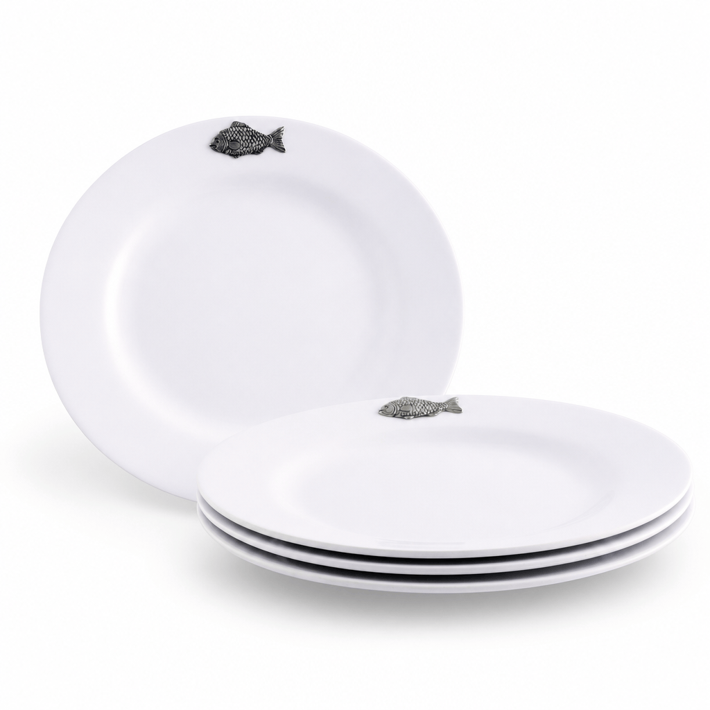 Arthur Court Sea and Shore Fish Melamine Lunch Plates - Set of 4