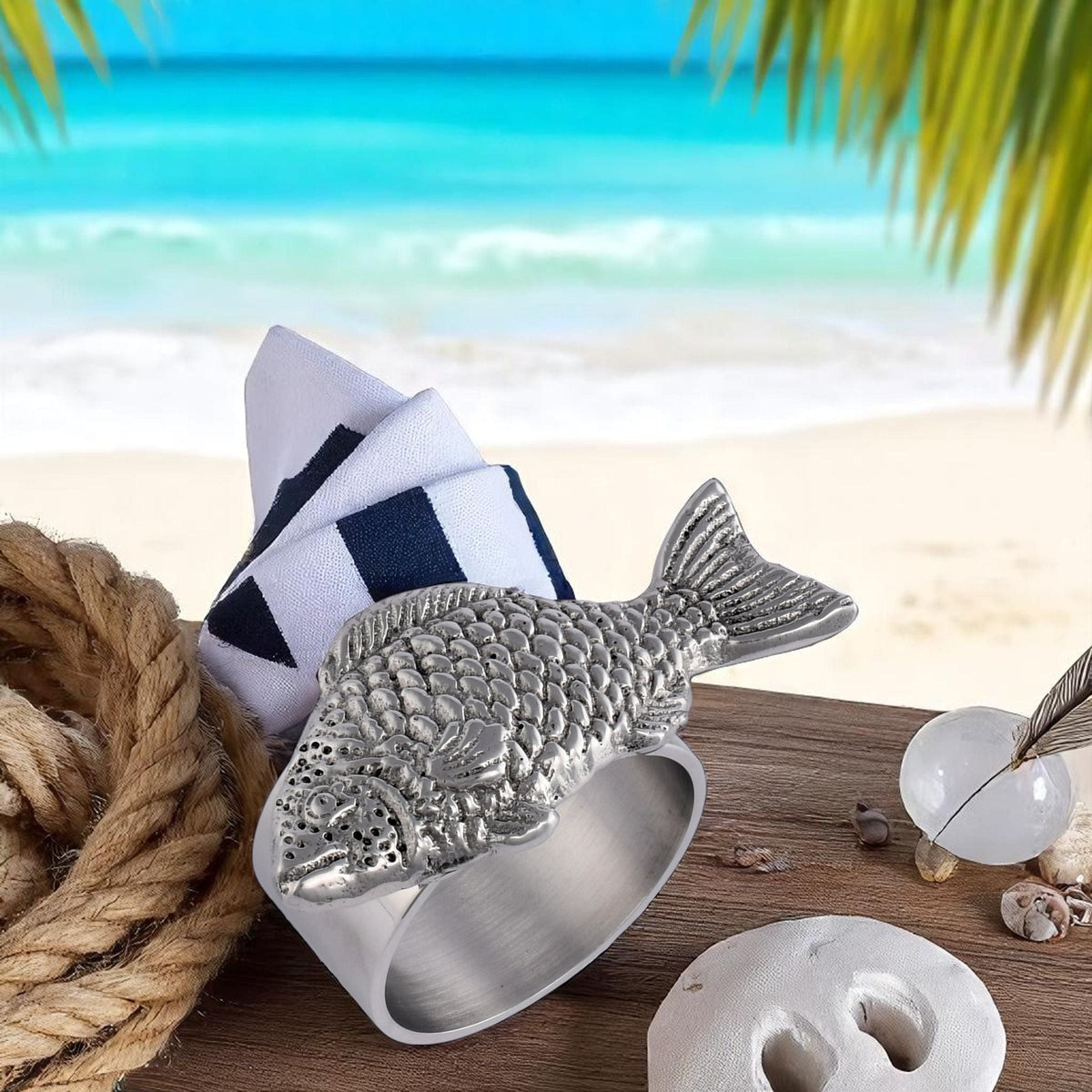 Arthur Court Sea and Shore Fish Napkin Rings - set of 4