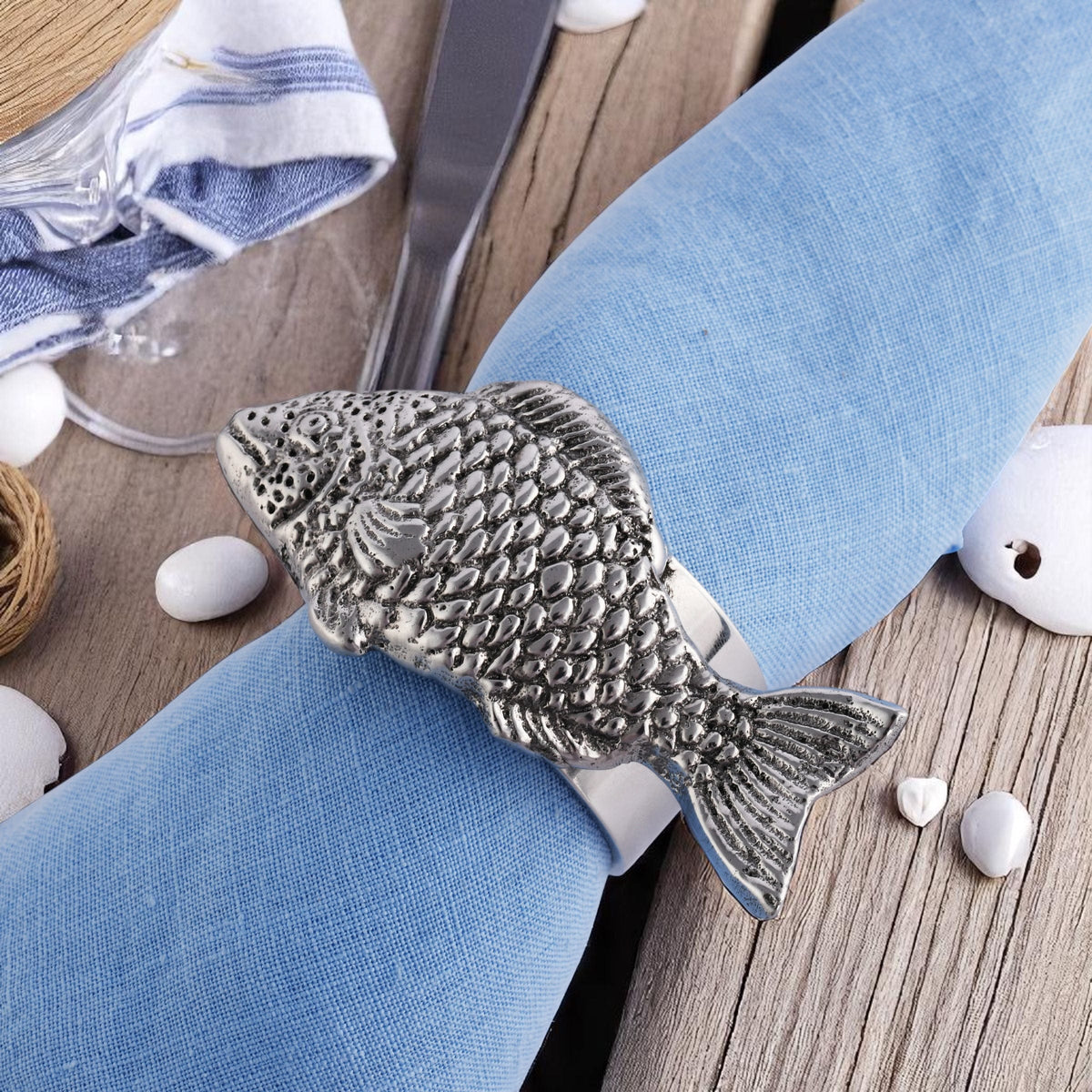 Arthur Court Sea and Shore Fish Napkin Rings - set of 4