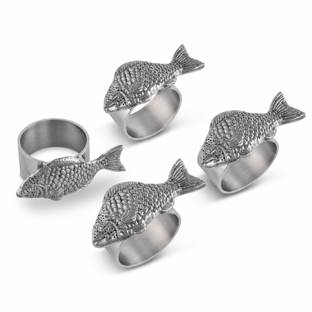 Arthur Court Sea and Shore Fish Napkin Rings - set of 4