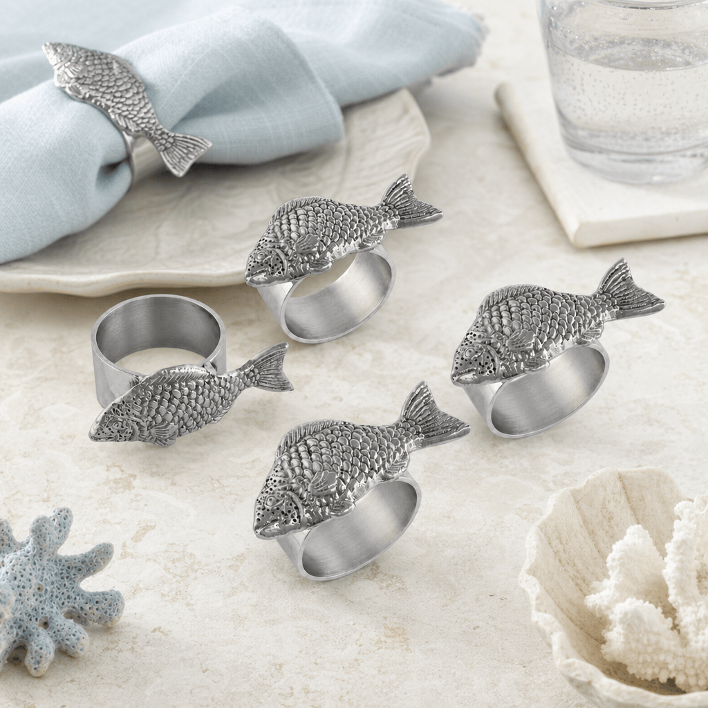 Arthur Court Sea and Shore Fish Napkin Rings - set of 4