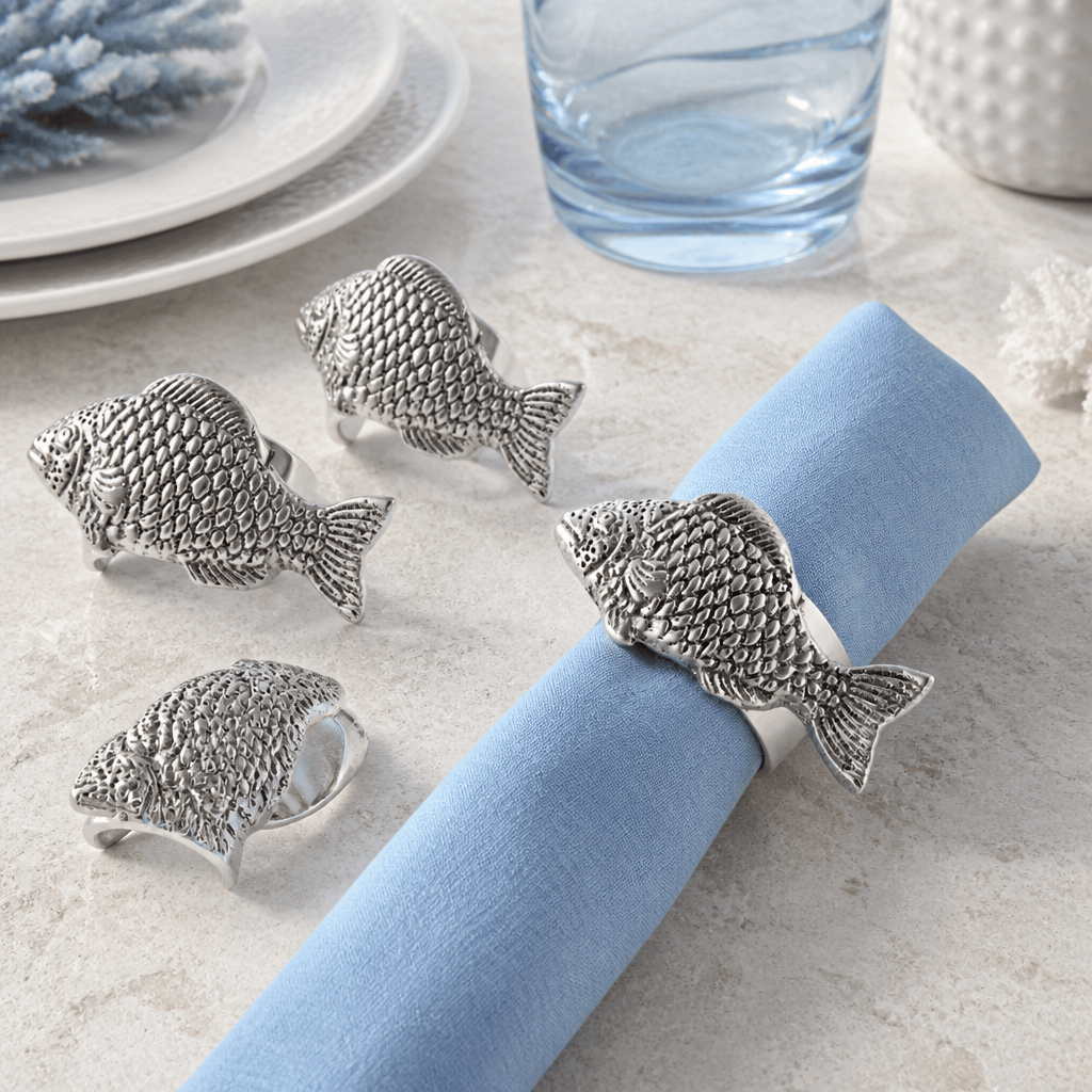 Arthur Court Sea and Shore Fish Napkin Rings - set of 4