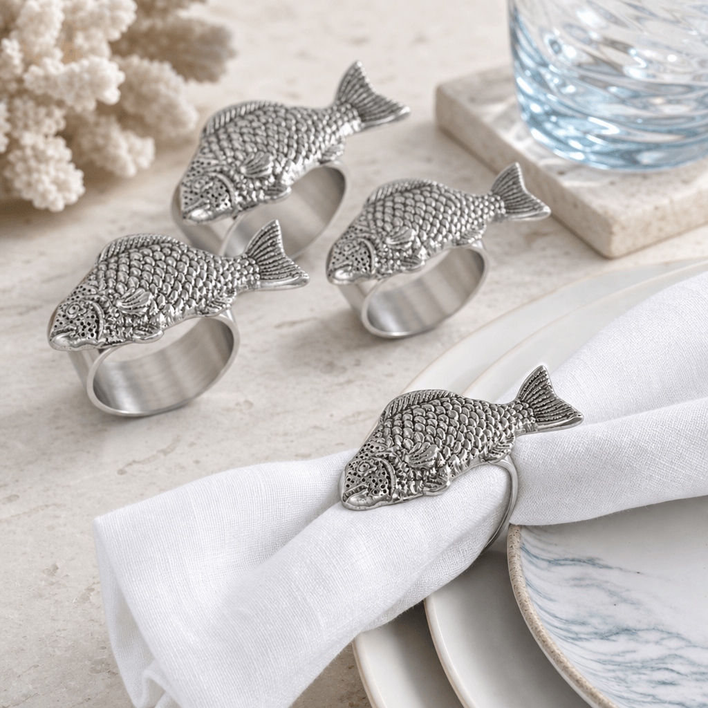 Arthur Court Sea and Shore Fish Napkin Rings - set of 4