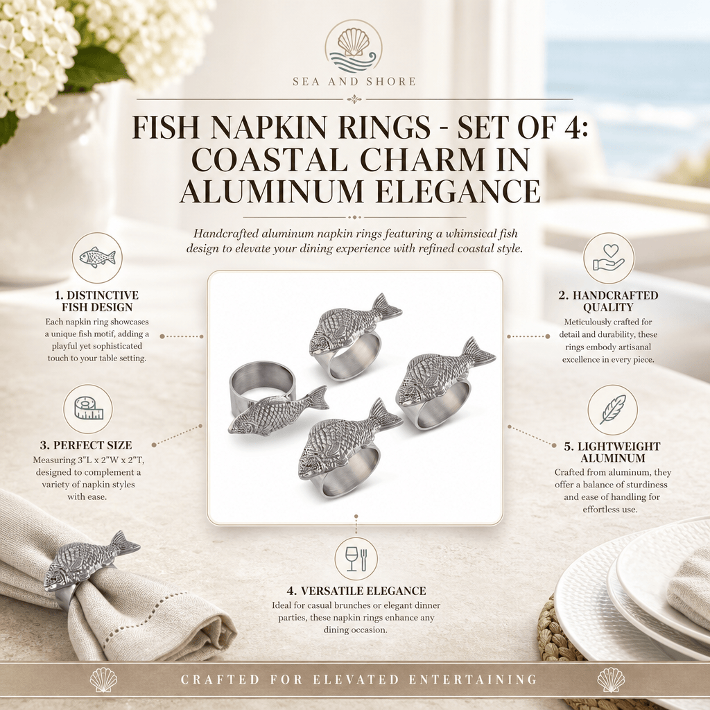 Arthur Court Sea and Shore Fish Napkin Rings - set of 4