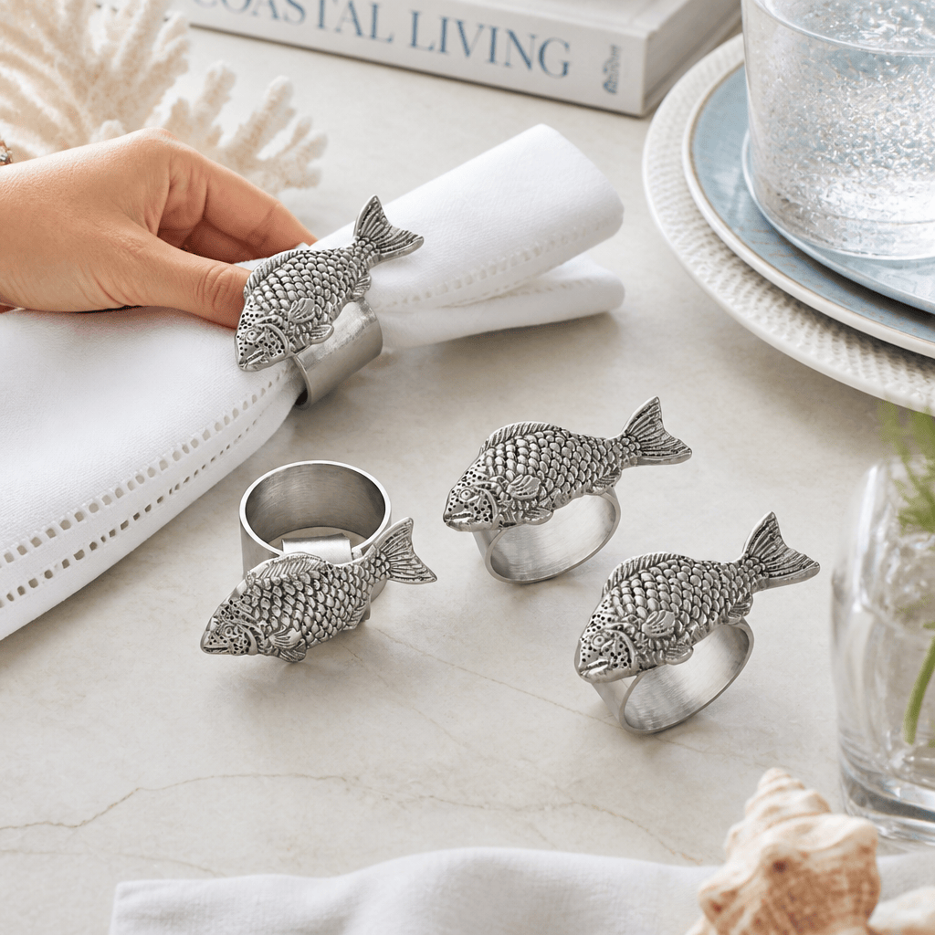 Arthur Court Sea and Shore Fish Napkin Rings - set of 4