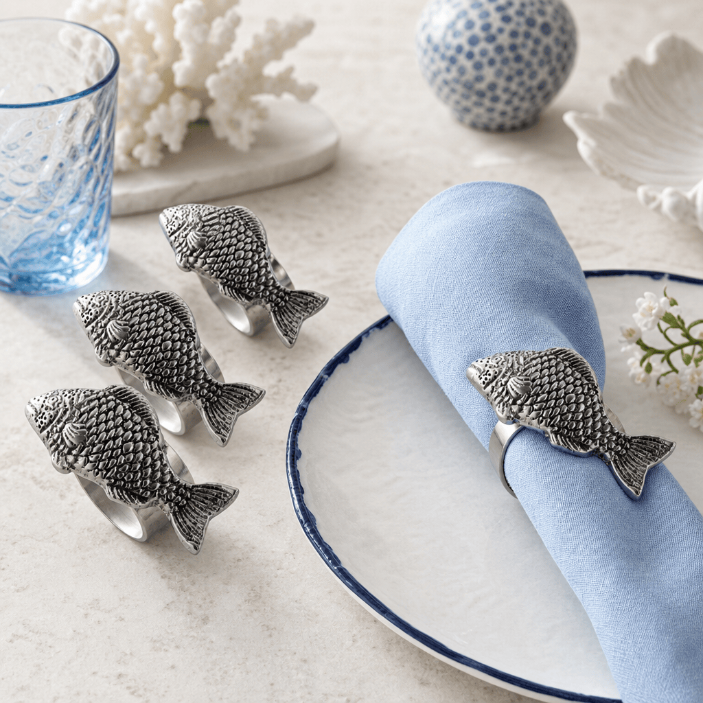 Arthur Court Sea and Shore Fish Napkin Rings - set of 4