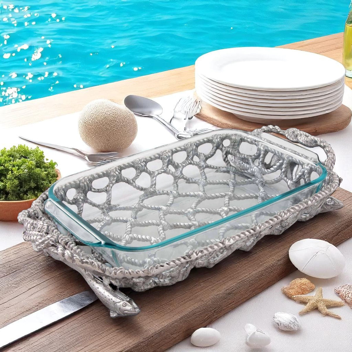 Arthur Court Sea and Shore Fish Net Casserole / Pyrex Holder