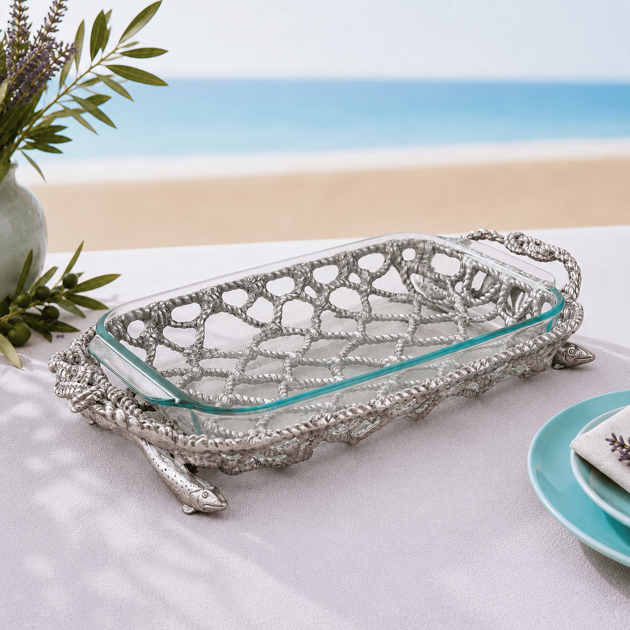 Arthur Court Sea and Shore Fish Net Casserole / Pyrex Holder