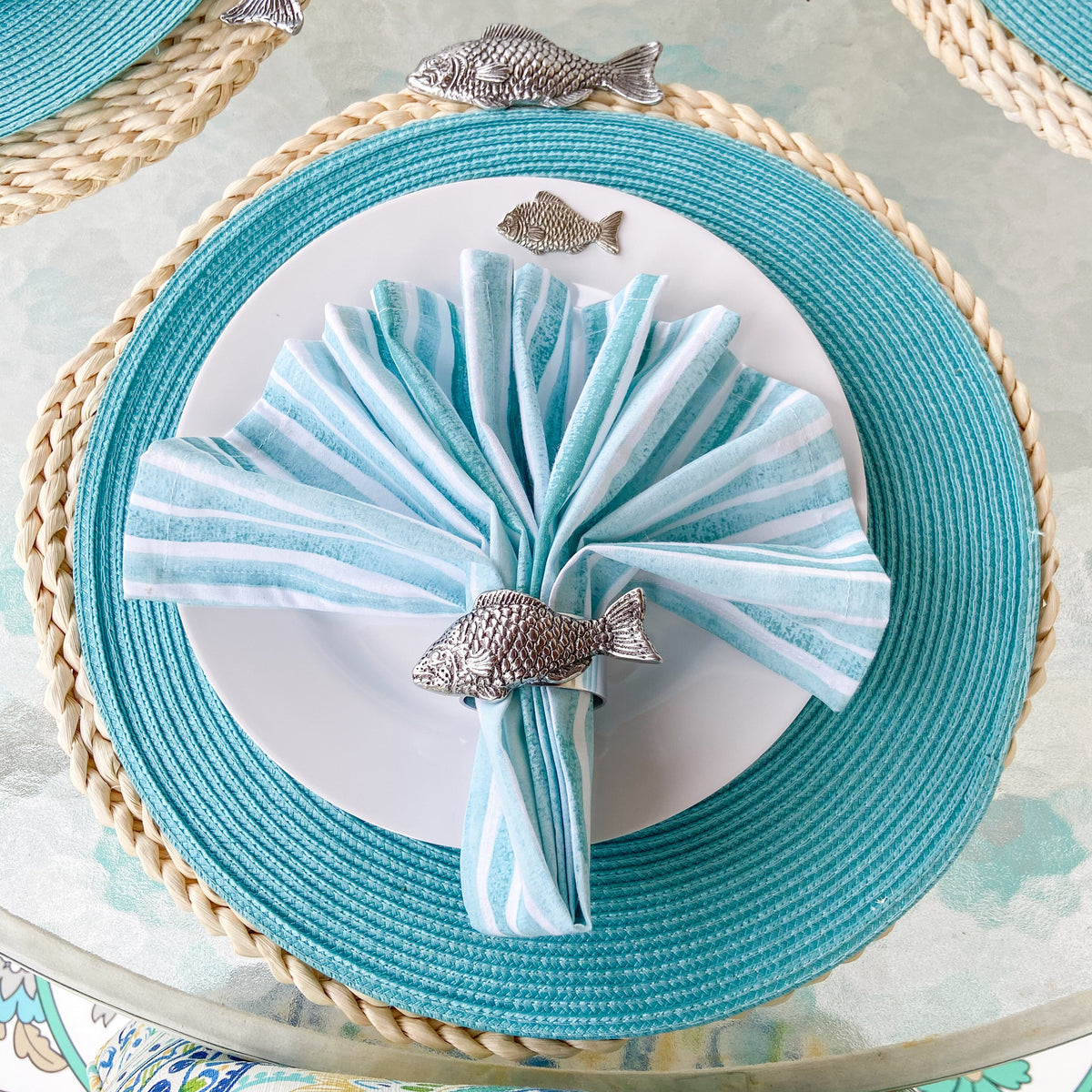 Arthur Court Sea and Shore Fish Twisted Seagrass Placemats - set of 4