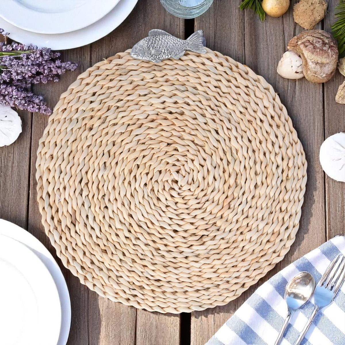 Arthur Court Sea and Shore Fish Twisted Seagrass Placemats - set of 4