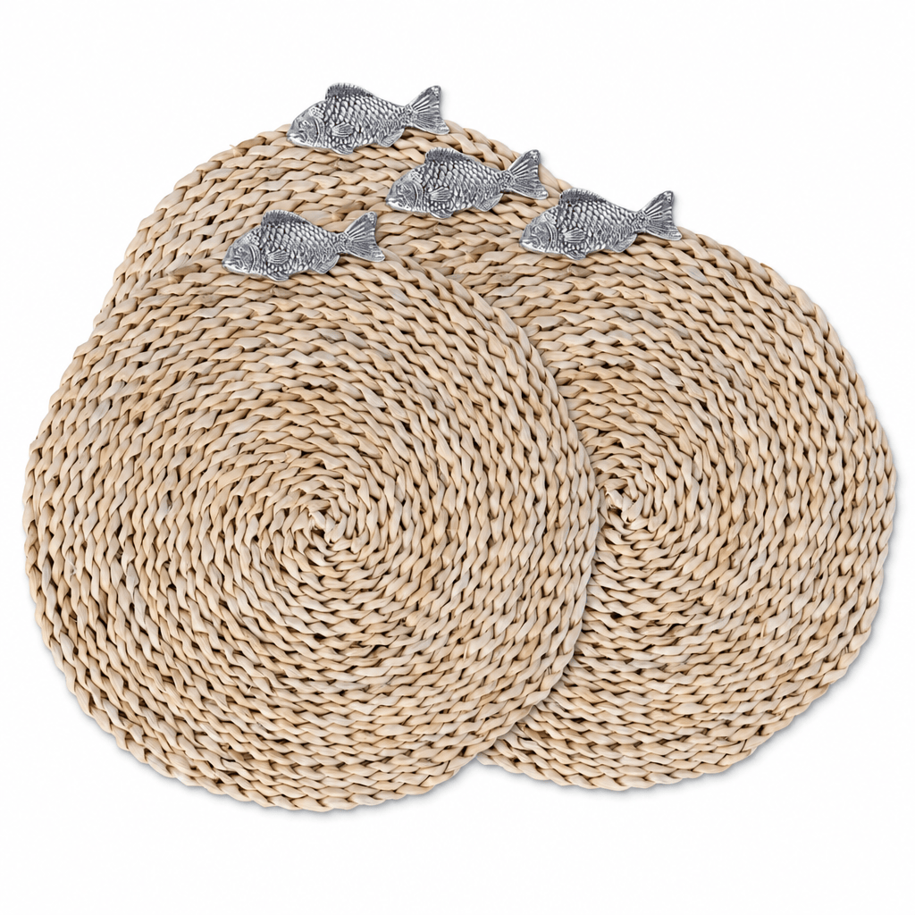 Arthur Court Sea and Shore Fish Twisted Seagrass Placemats - set of 4