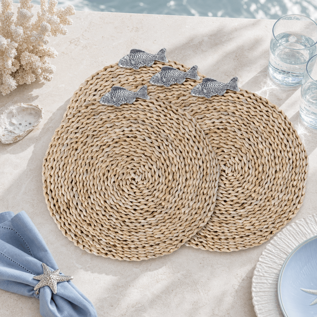 Arthur Court Sea and Shore Fish Twisted Seagrass Placemats - set of 4