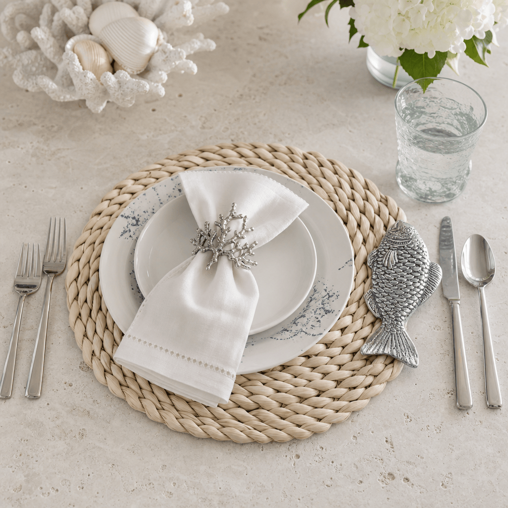 Arthur Court Sea and Shore Fish Twisted Seagrass Placemats - set of 4