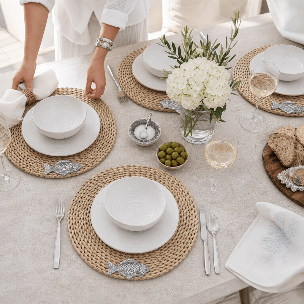 Arthur Court Sea and Shore Fish Twisted Seagrass Placemats - set of 4