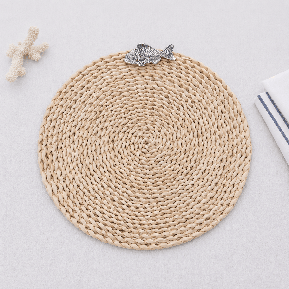 Arthur Court Sea and Shore Fish Twisted Seagrass Placemats - set of 4