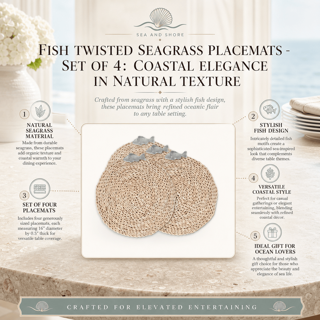 Arthur Court Sea and Shore Fish Twisted Seagrass Placemats - set of 4