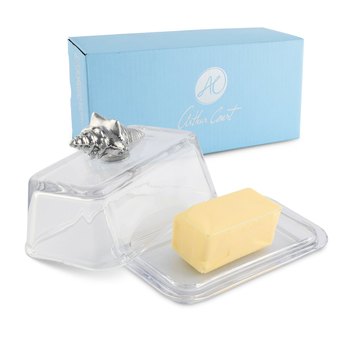 Arthur Court Sea and Shore Glass Butter Dish- Shell