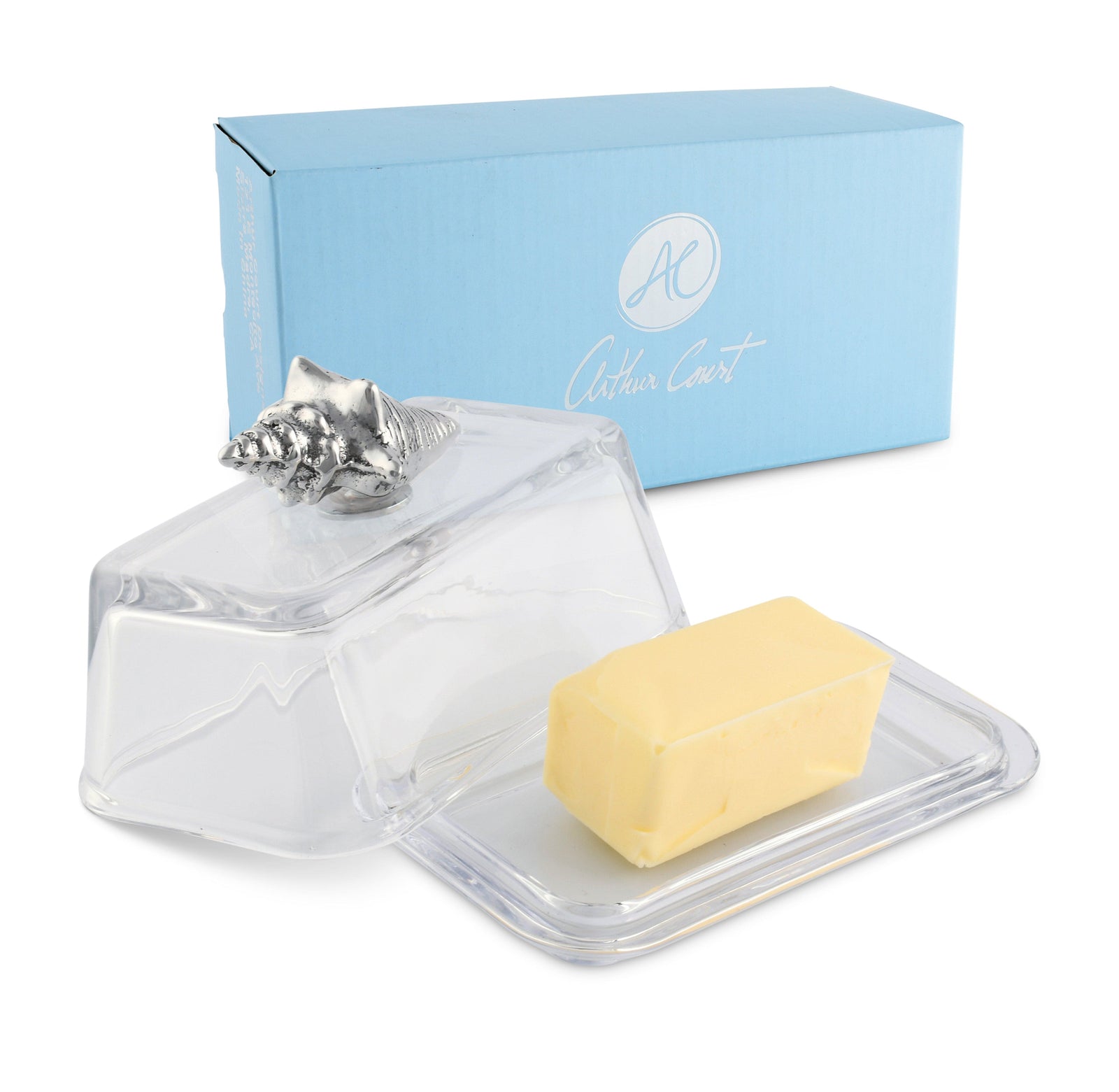 Arthur Court Sea and Shore Glass Butter Dish- Shell