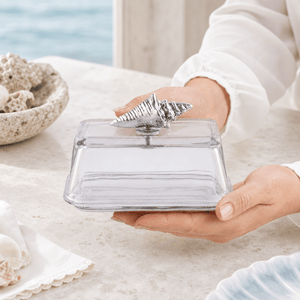 Arthur Court Sea and Shore Glass Butter Dish- Shell