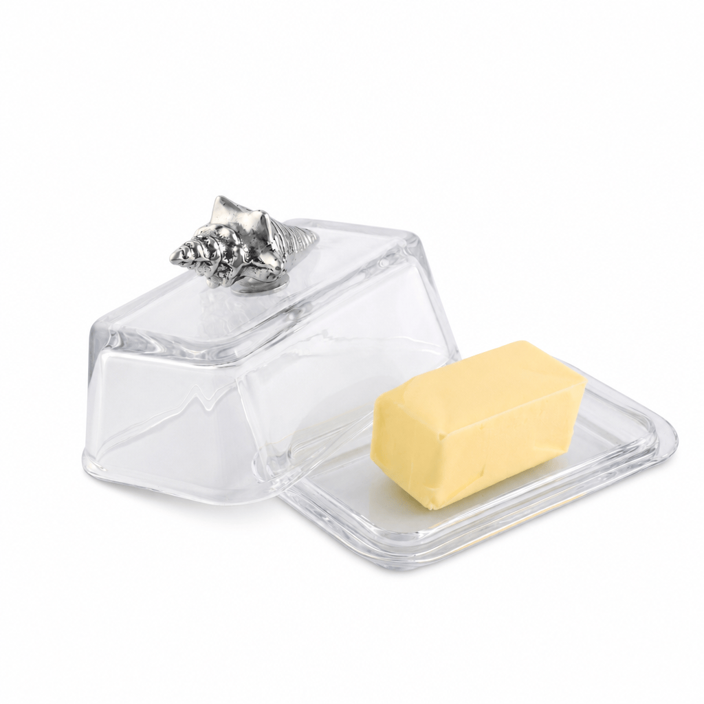 Arthur Court Sea and Shore Glass Butter Dish- Shell