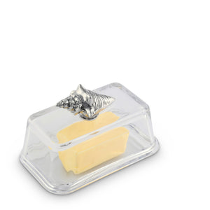Arthur Court Sea and Shore Glass Butter Dish- Shell