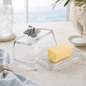 Arthur Court Sea and Shore Glass Butter Dish- Shell