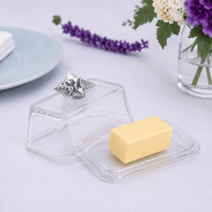 Arthur Court Sea and Shore Glass Butter Dish- Shell
