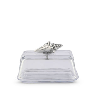 Arthur Court Sea and Shore Glass Butter Dish- Shell