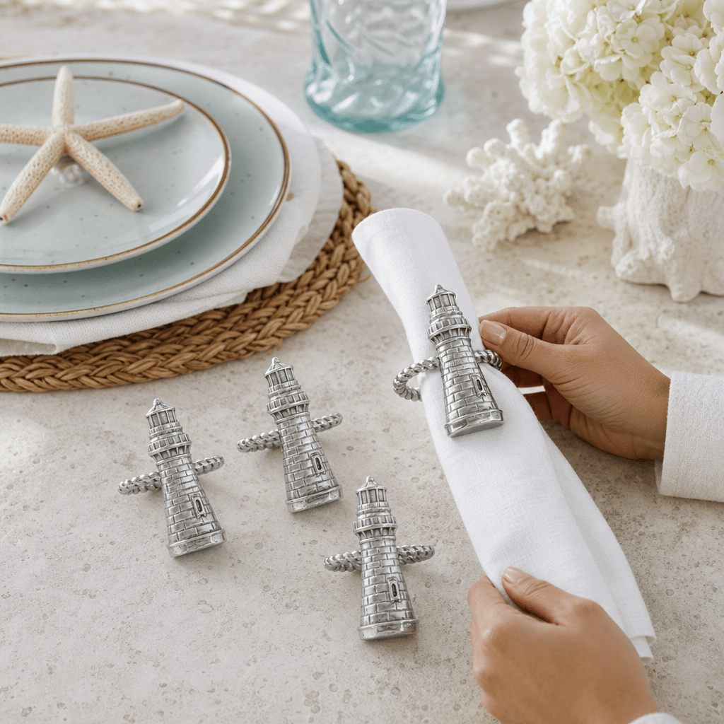 Arthur Court Sea and Shore Lighthouse Napkin Rings