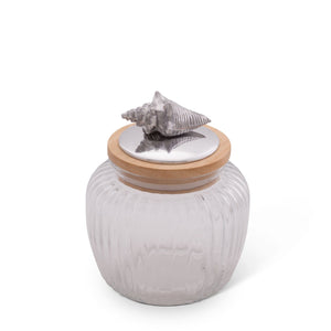 Arthur Court Sea and Shore Med 40 oz Shell Knob Glass Canisters