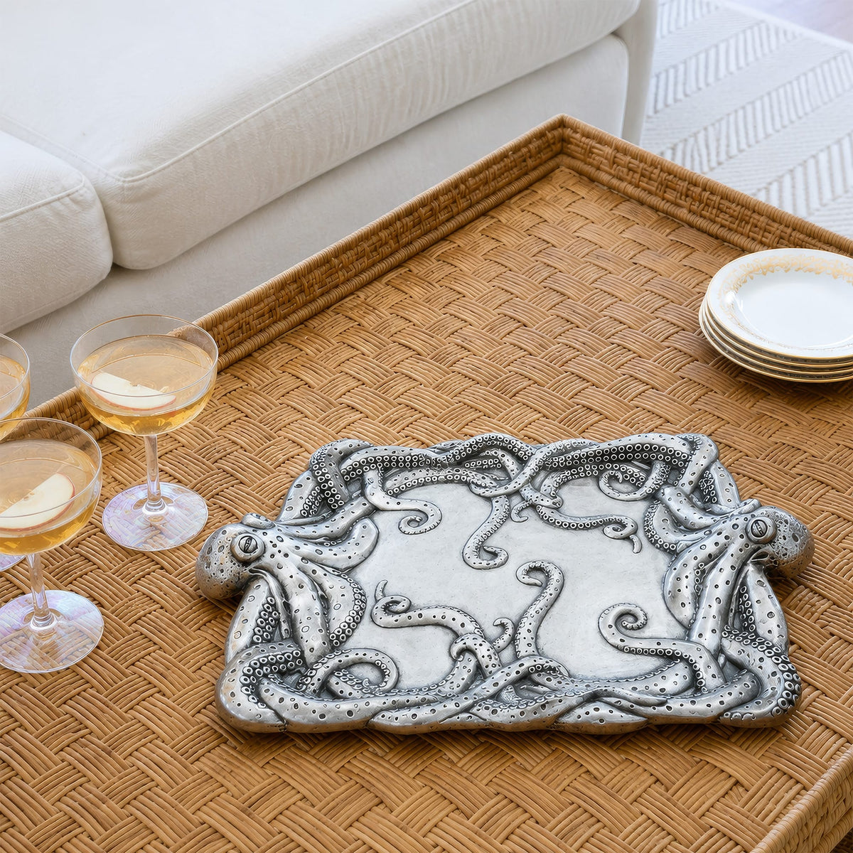 Arthur Court Sea and Shore Octopus Centerpiece Tray