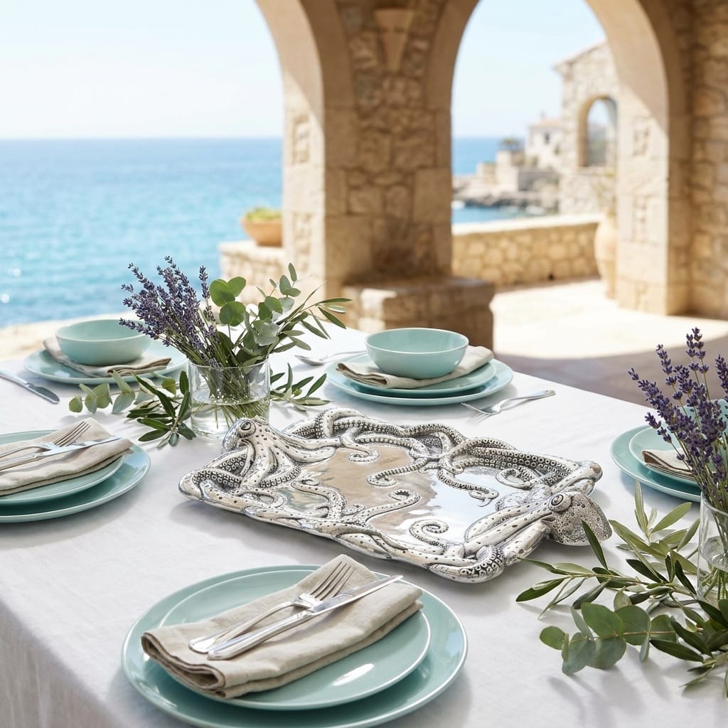 Arthur Court Sea and Shore Octopus Centerpiece Tray