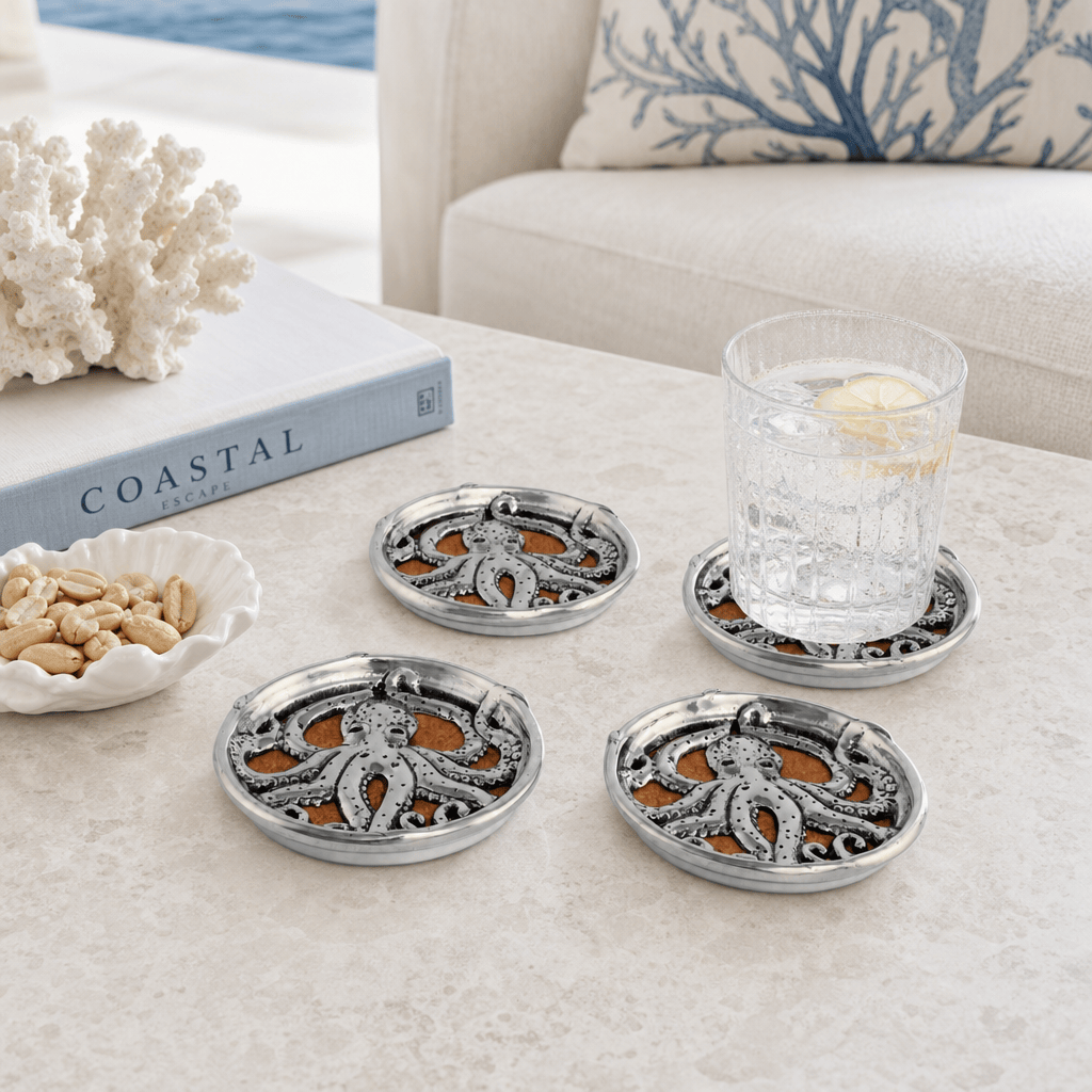Arthur Court Sea and Shore Octopus Drink Coaster Set of 4