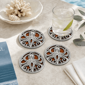 Arthur Court Sea and Shore Octopus Drink Coaster Set of 4