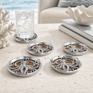 Arthur Court Sea and Shore Octopus Drink Coaster Set of 4