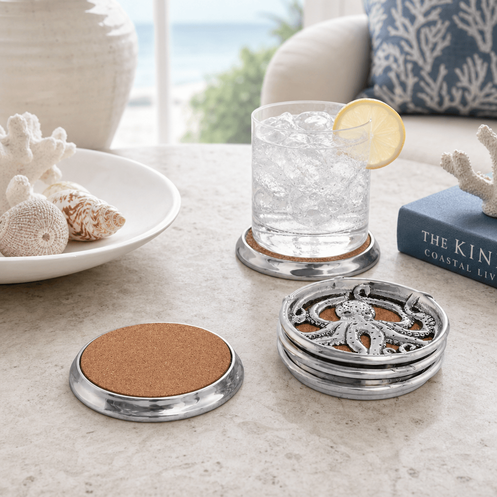 Arthur Court Sea and Shore Octopus Drink Coaster Set of 4