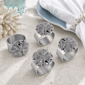 Arthur Court Sea and Shore Sand Dollar Napkin Rings - set of 4