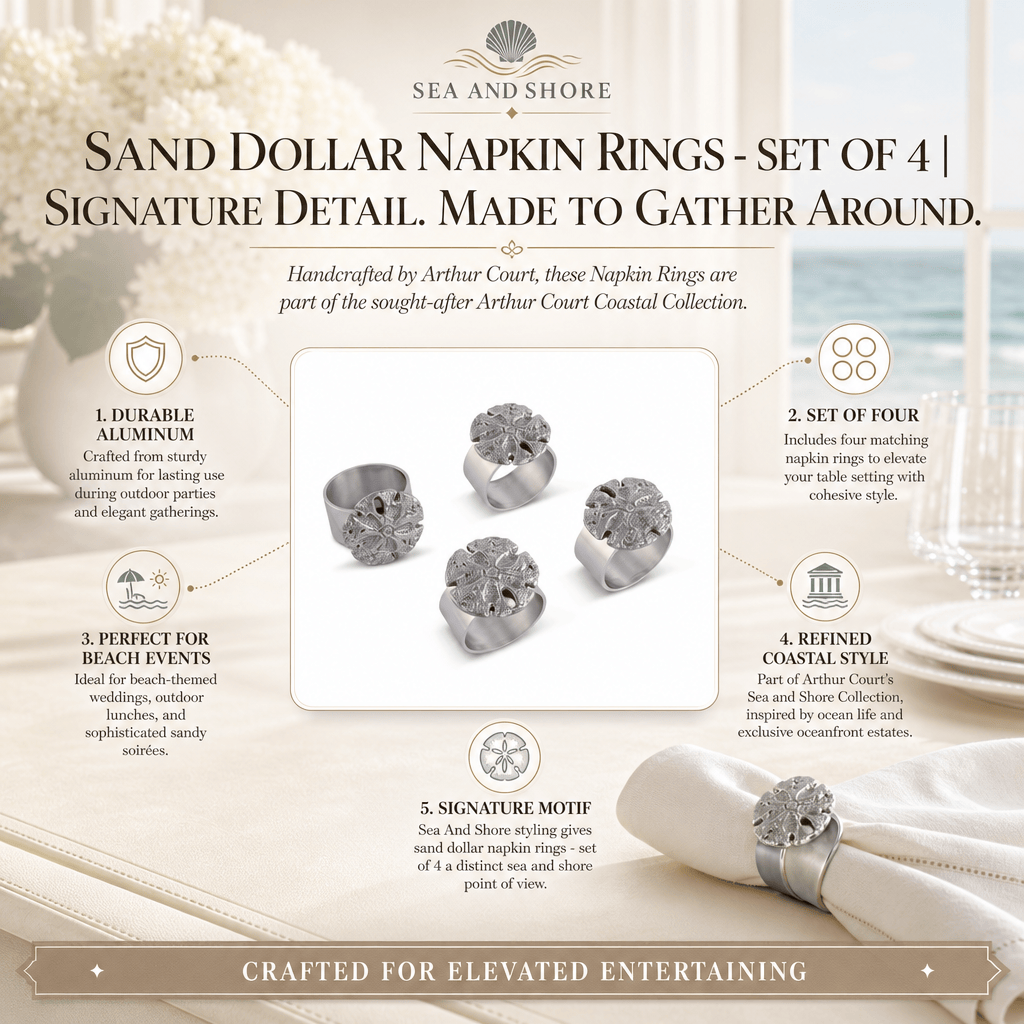 Arthur Court Sea and Shore Sand Dollar Napkin Rings - set of 4