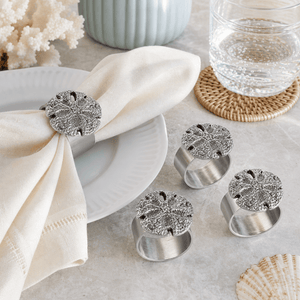 Arthur Court Sea and Shore Sand Dollar Napkin Rings - set of 4