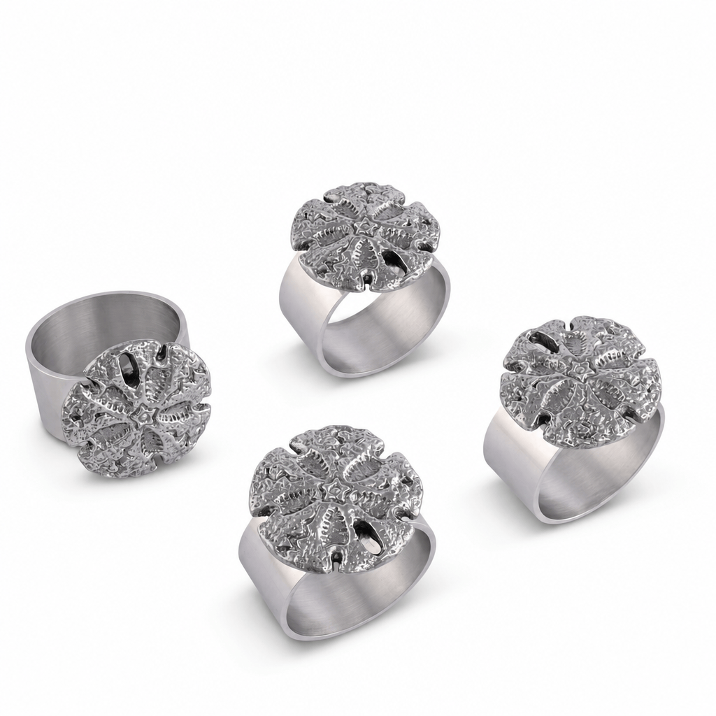 Arthur Court Sea and Shore Sand Dollar Napkin Rings - set of 4