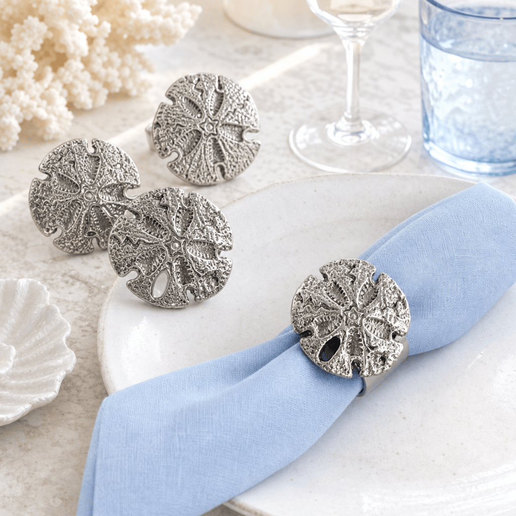 Arthur Court Sea and Shore Sand Dollar Napkin Rings - set of 4