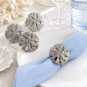 Arthur Court Sea and Shore Sand Dollar Napkin Rings - set of 4