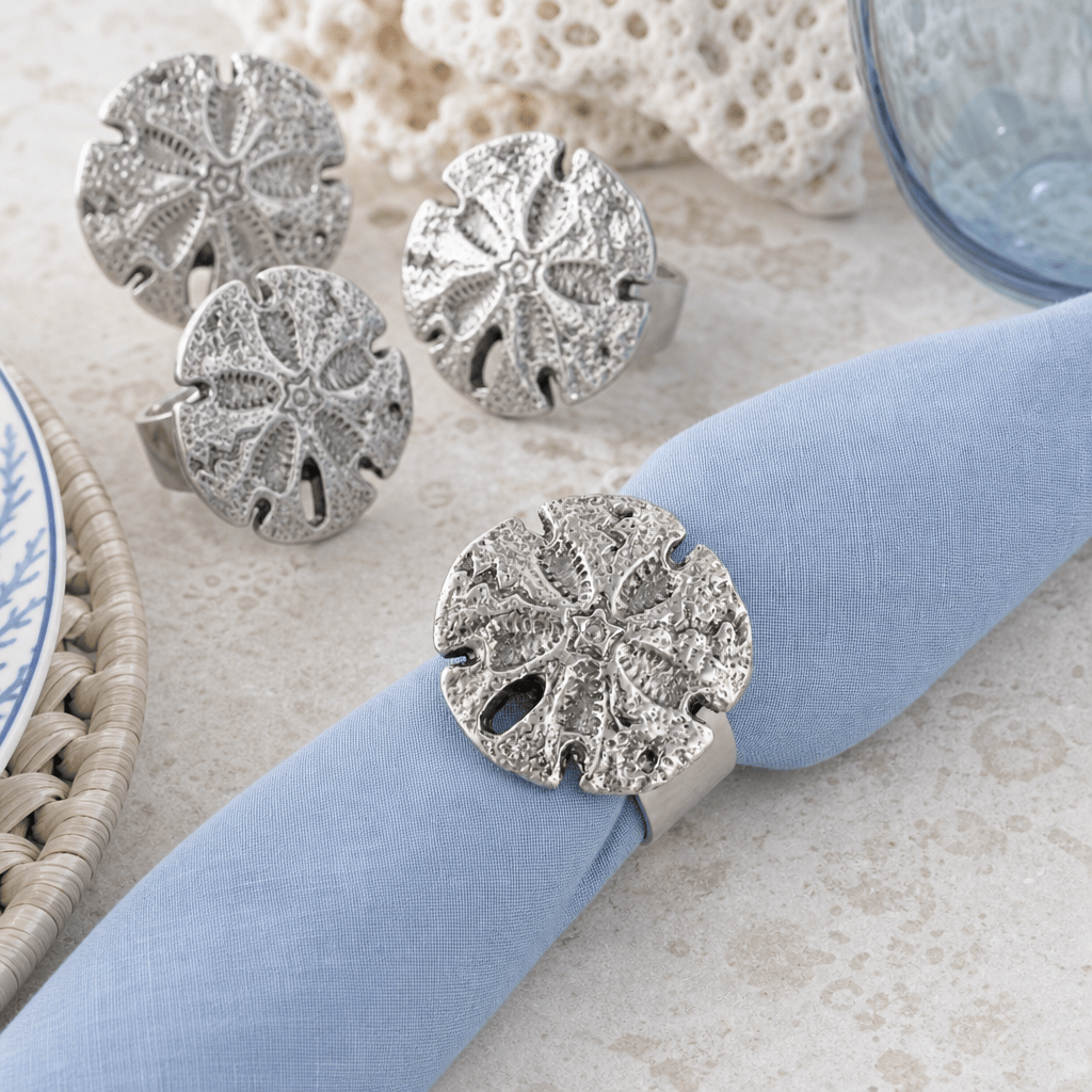 Arthur Court Sea and Shore Sand Dollar Napkin Rings - set of 4
